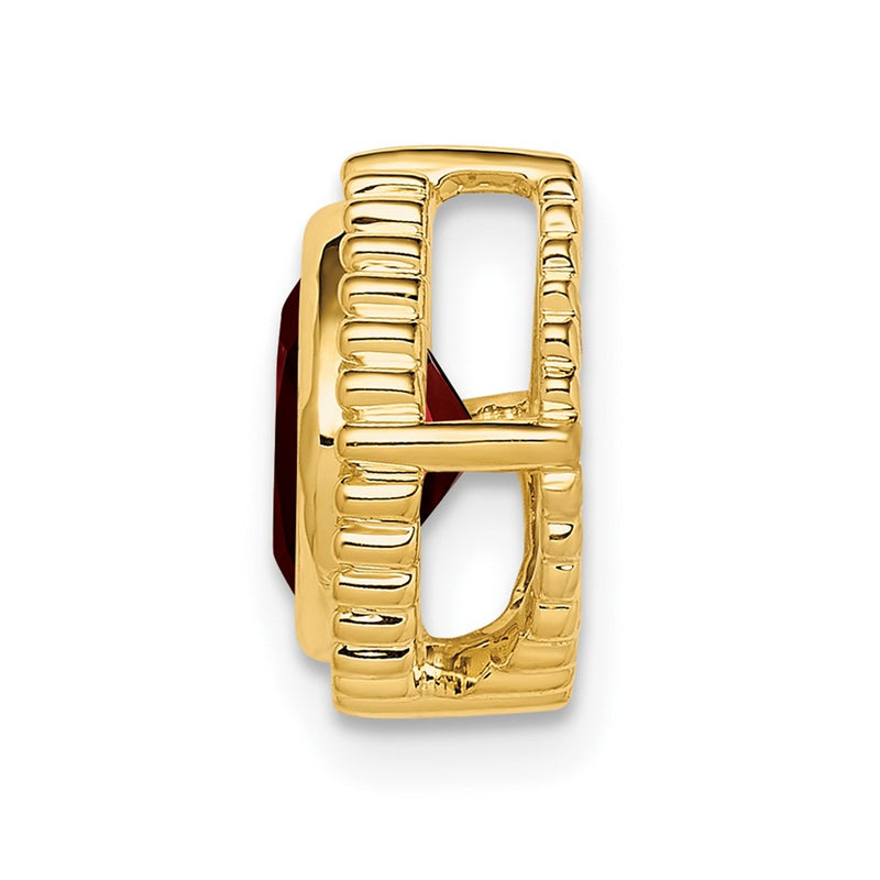 14K Yellow Gold Cushion Garnet Chain Slide
