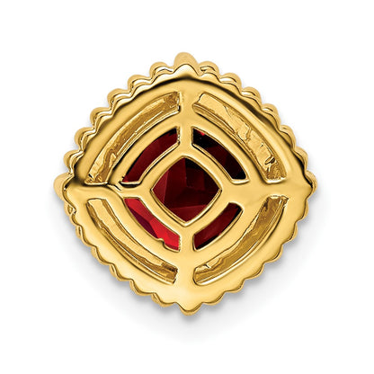 14K Yellow Gold Cushion Garnet Chain Slide