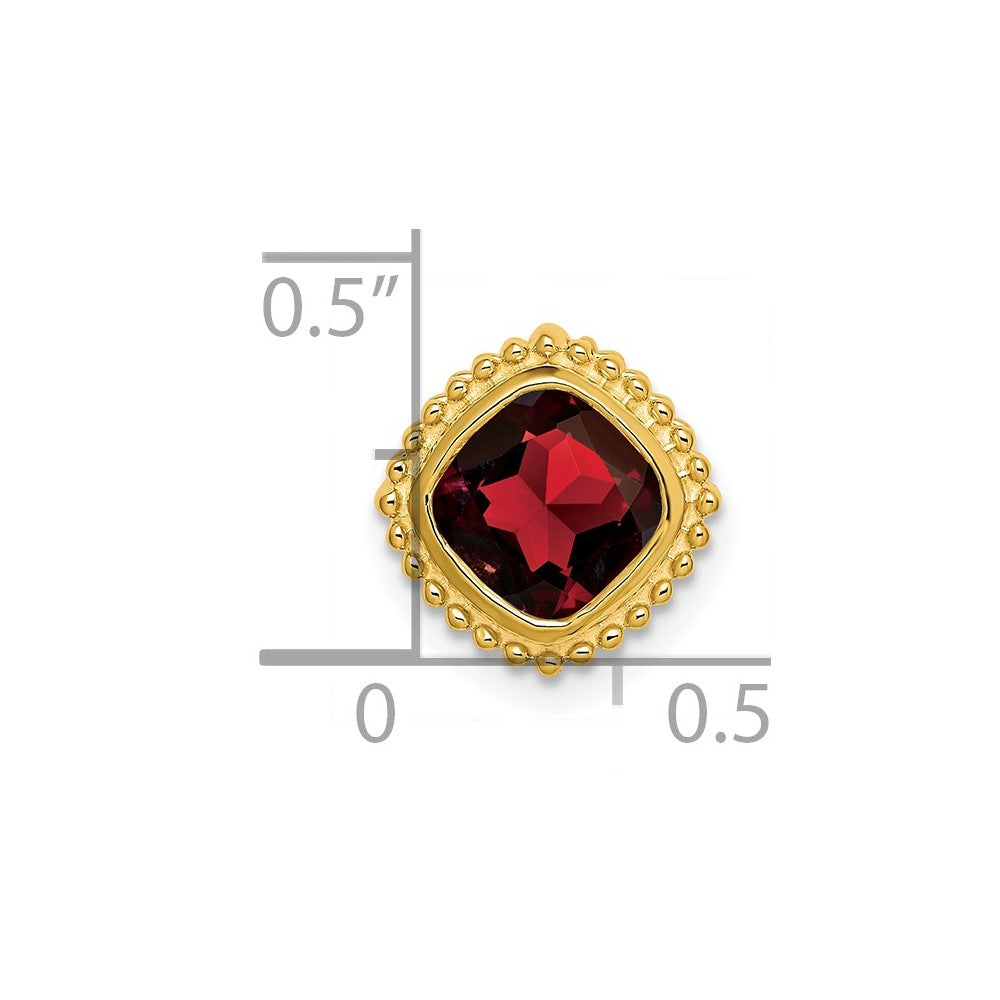 14K Yellow Gold Cushion Garnet Chain Slide