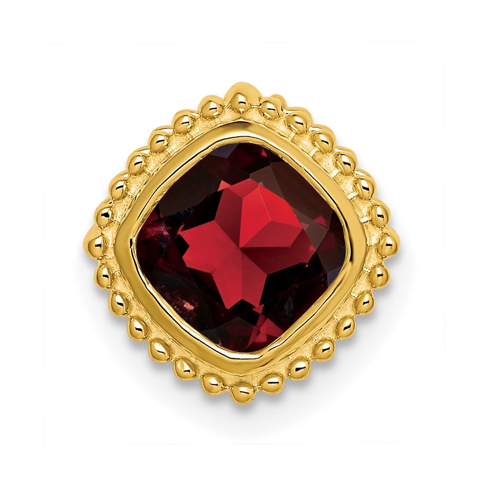 14K Yellow Gold Cushion Garnet Chain Slide