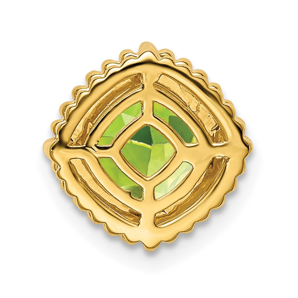 14K Yellow Gold Cushion Peridot Chain Slide