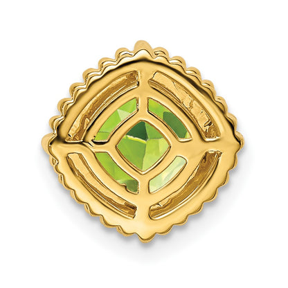 14K Yellow Gold Cushion Peridot Chain Slide