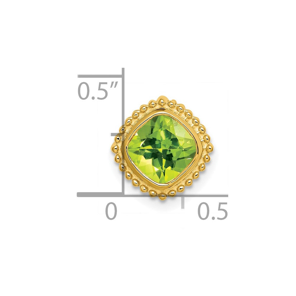 14K Yellow Gold Cushion Peridot Chain Slide