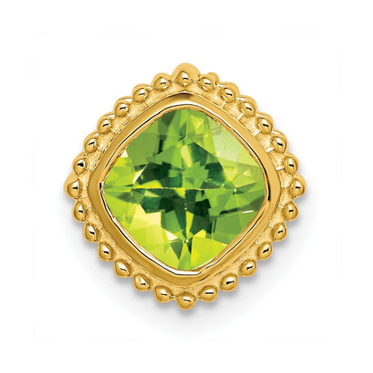 14K Yellow Gold Cushion Peridot Chain Slide