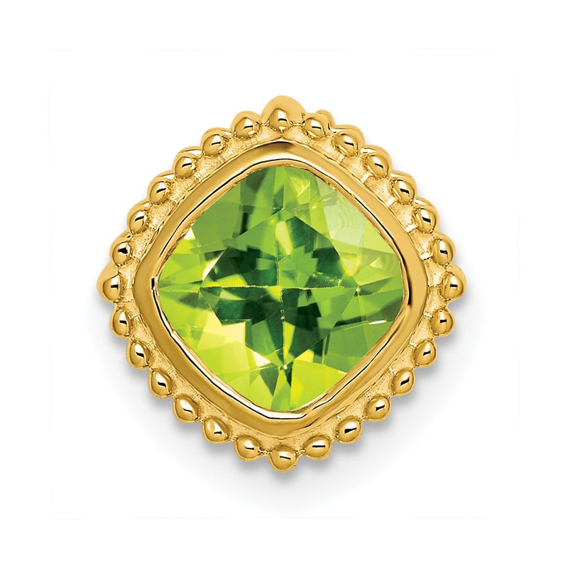 14K Yellow Gold Cushion Peridot Chain Slide