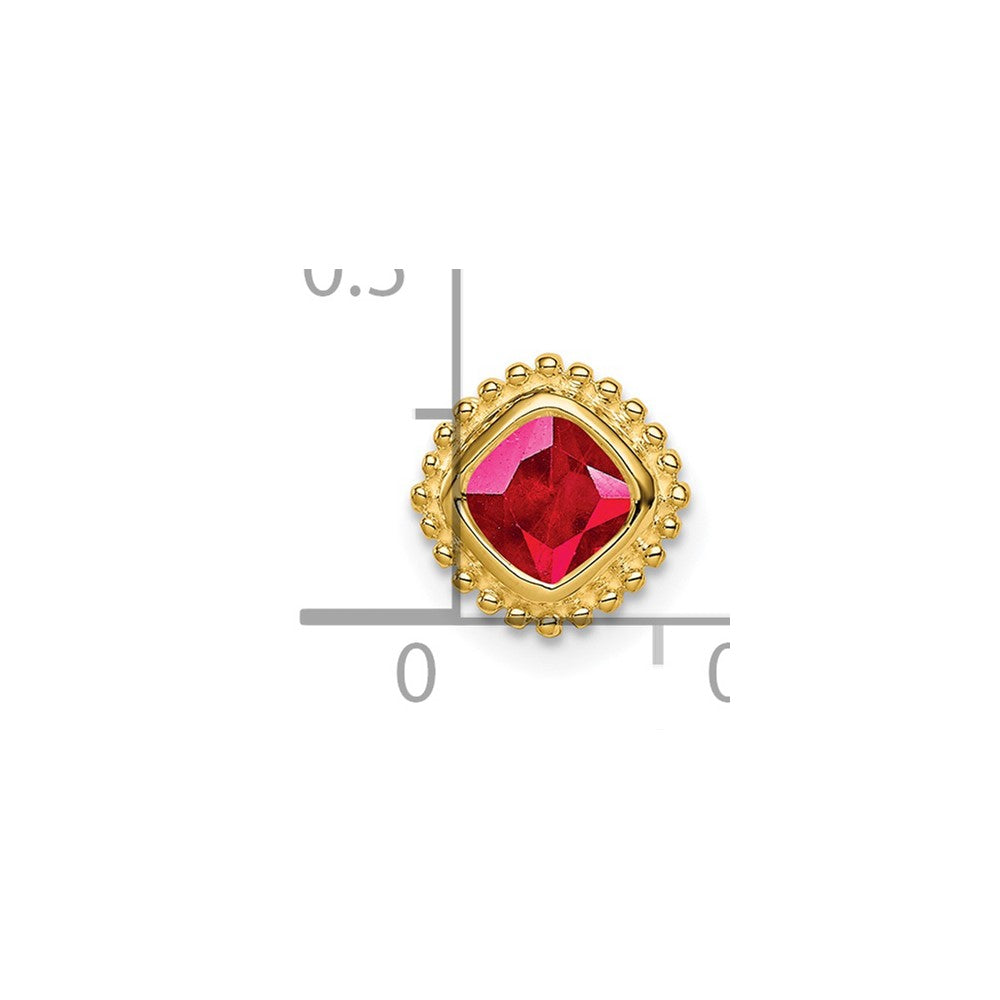 14K Yellow Gold Cushion Ruby Chain Slide
