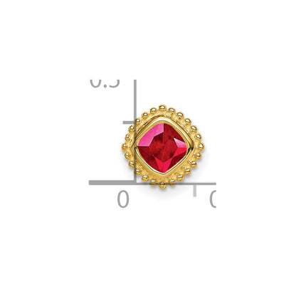 14K Yellow Gold Cushion Ruby Chain Slide
