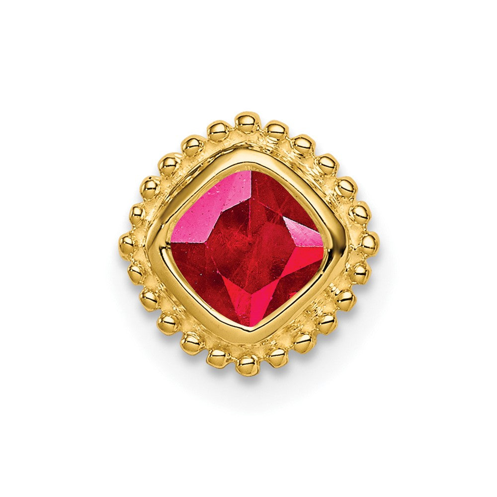 14K Yellow Gold Cushion Ruby Chain Slide