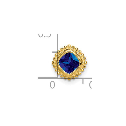 14K Yellow Gold Cushion Sapphire Chain Slide