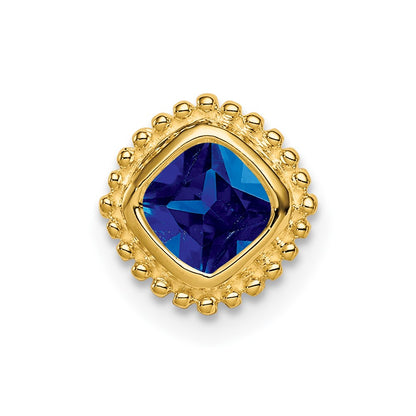 14K Yellow Gold Cushion Sapphire Chain Slide