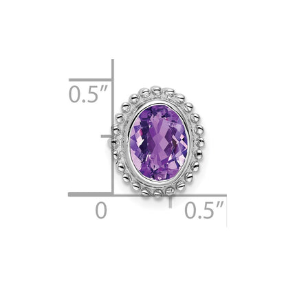 14K White Gold Oval Amethyst Chain Slide