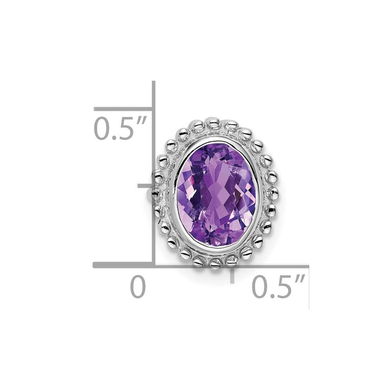 14K White Gold Oval Amethyst Chain Slide