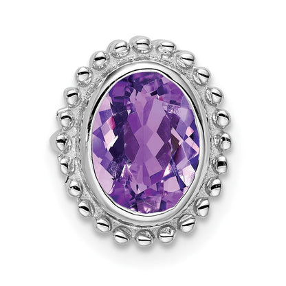 14K White Gold Oval Amethyst Chain Slide