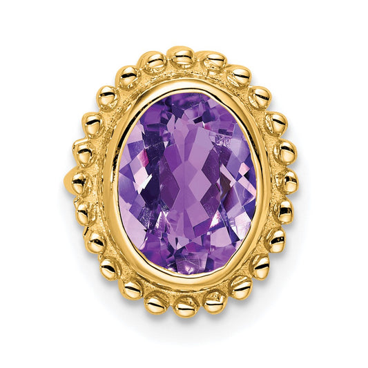 10K Yellow Gold Oval Amethyst Chain Slide