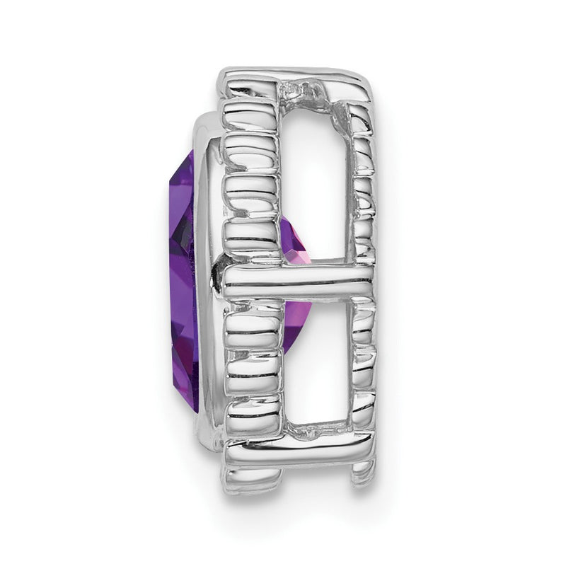 14k White Gold Oval Amethyst Chain Slide