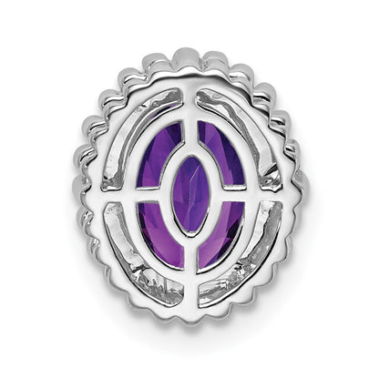 14k White Gold Oval Amethyst Chain Slide