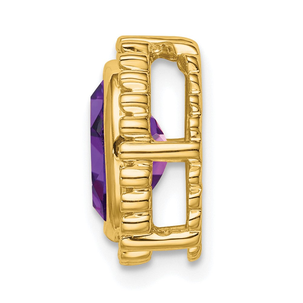 14K Yellow Gold Oval Amethyst Chain Slide