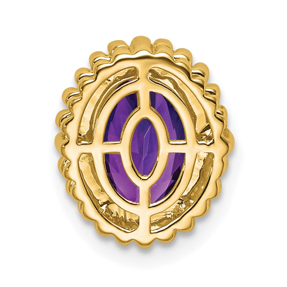 14K Yellow Gold Oval Amethyst Chain Slide