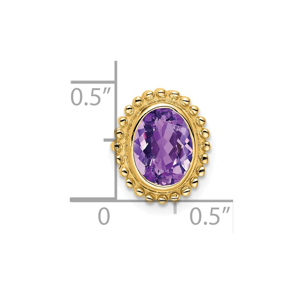 14K Yellow Gold Oval Amethyst Chain Slide
