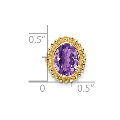 14K Yellow Gold Oval Amethyst Chain Slide