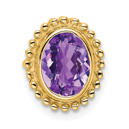 14K Yellow Gold Oval Amethyst Chain Slide