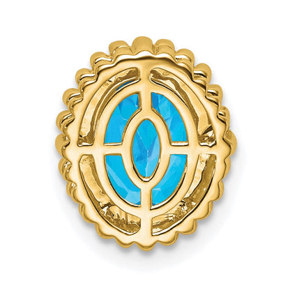 10K Yellow Gold Oval Blue Topaz Chain Slide