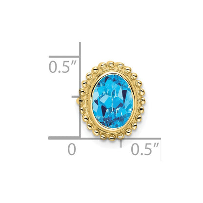 10K Yellow Gold Oval Blue Topaz Chain Slide
