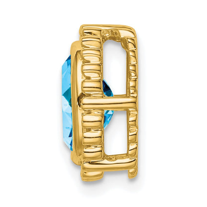 14K Yellow Gold Oval Blue Topaz Chain Slide