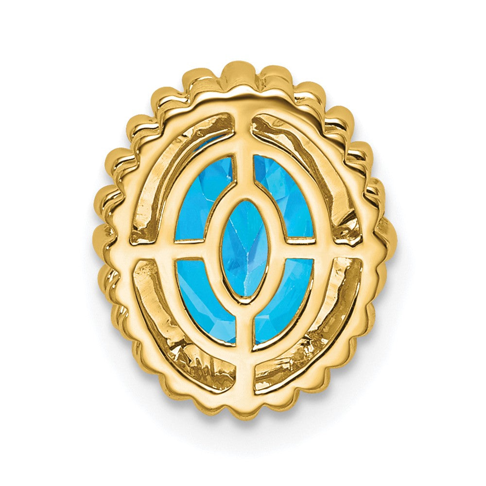 14K Yellow Gold Oval Blue Topaz Chain Slide