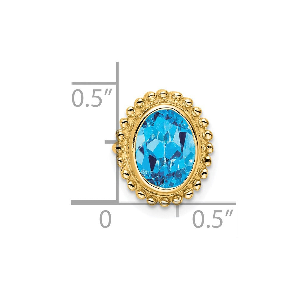 14K Yellow Gold Oval Blue Topaz Chain Slide