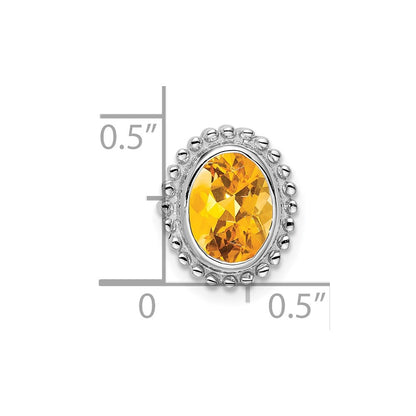14K White Gold Oval Citrine Chain Slide