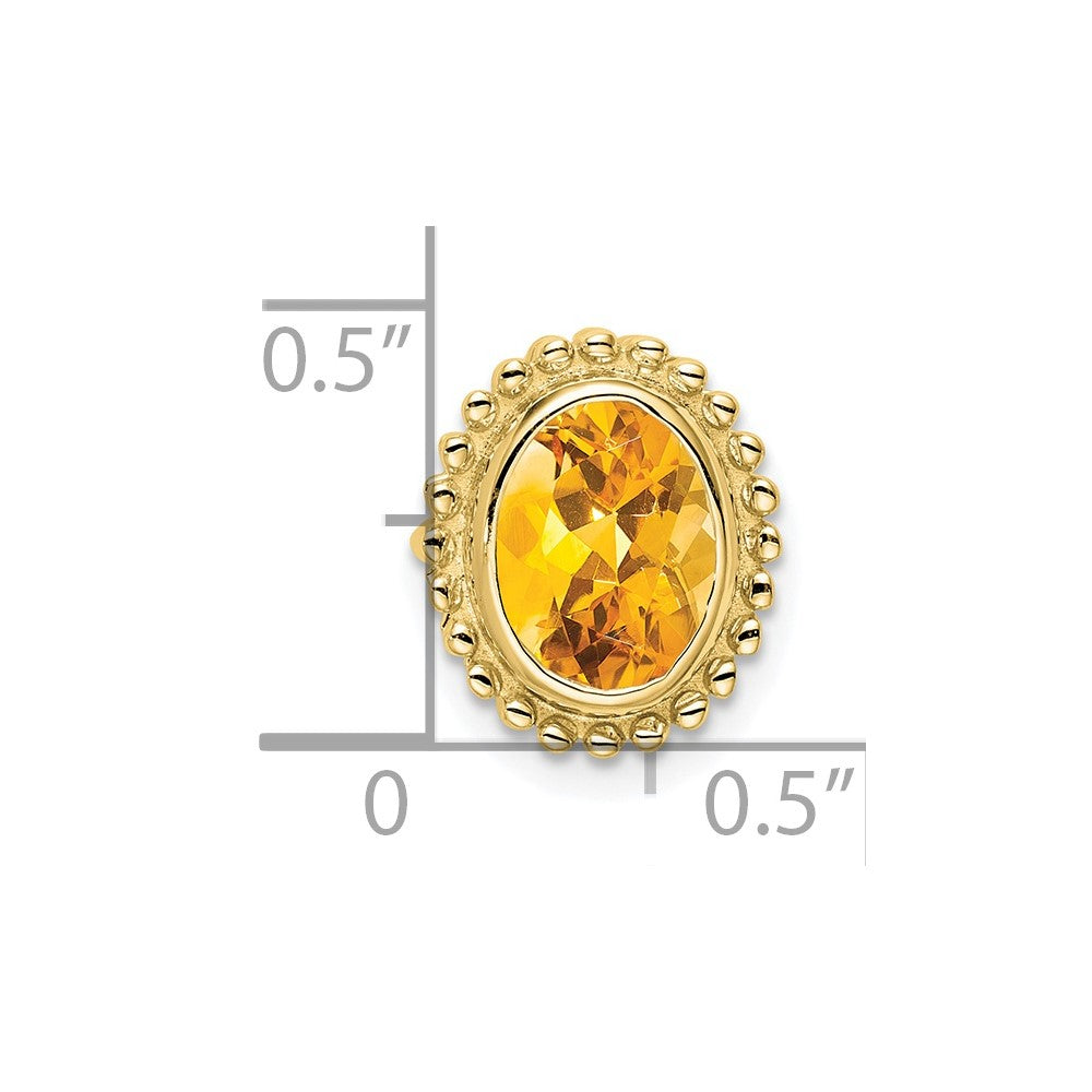 10K Yellow Gold Oval Citrine Chain Slide