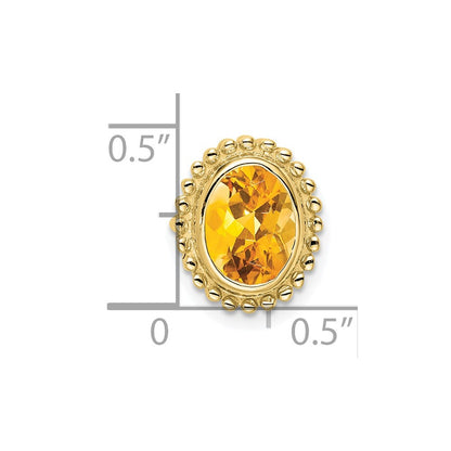 10K Yellow Gold Oval Citrine Chain Slide