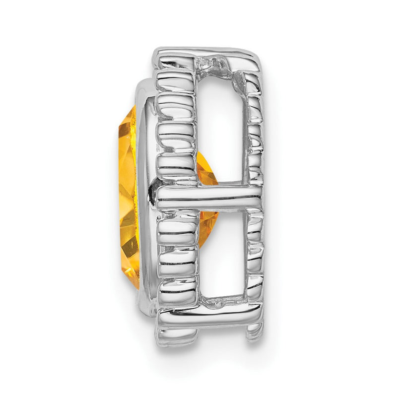 14k White Gold Oval Citrine Chain Slide