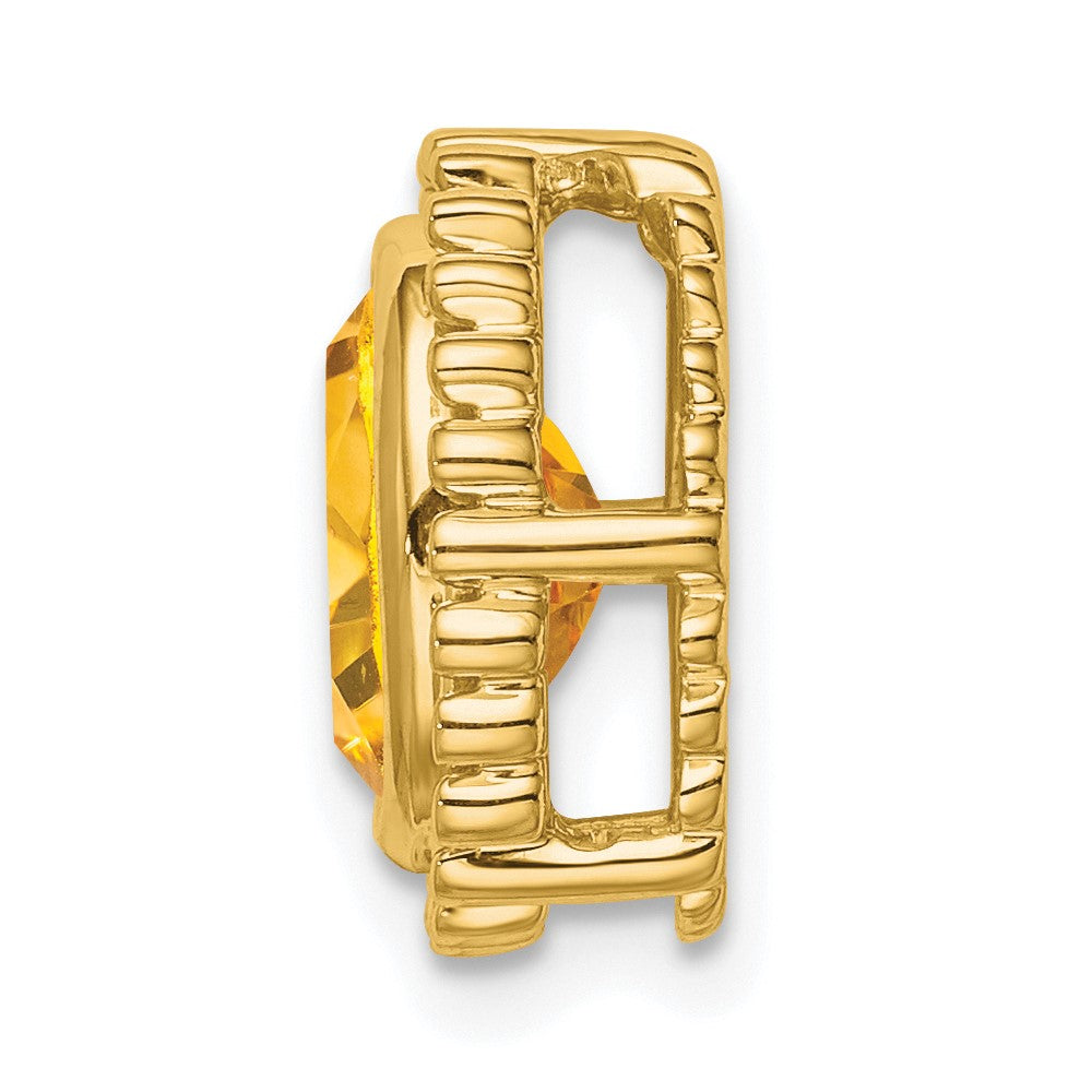 14K Yellow Gold Oval Citrine Chain Slide