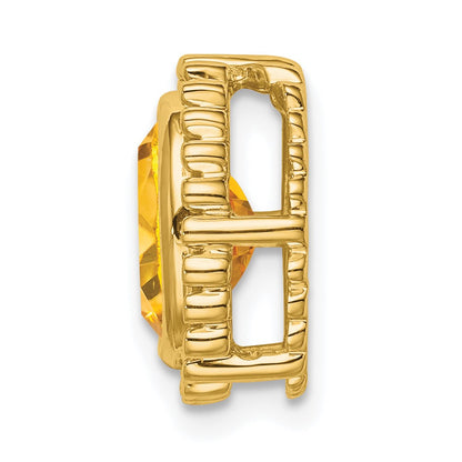 14K Yellow Gold Oval Citrine Chain Slide