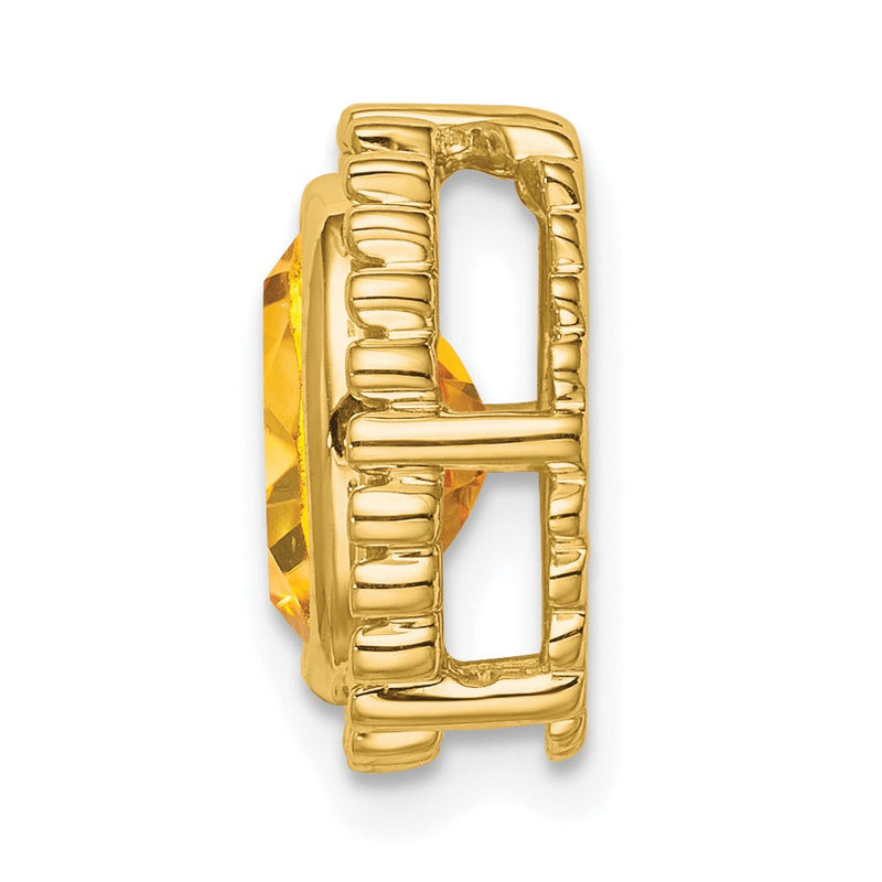 14K Yellow Gold Oval Citrine Chain Slide