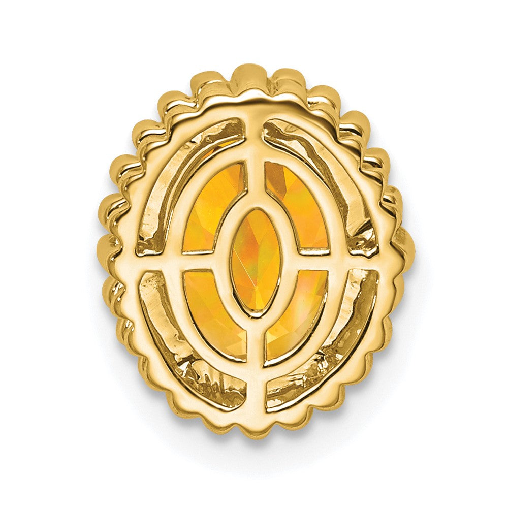 14K Yellow Gold Oval Citrine Chain Slide