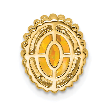 14K Yellow Gold Oval Citrine Chain Slide