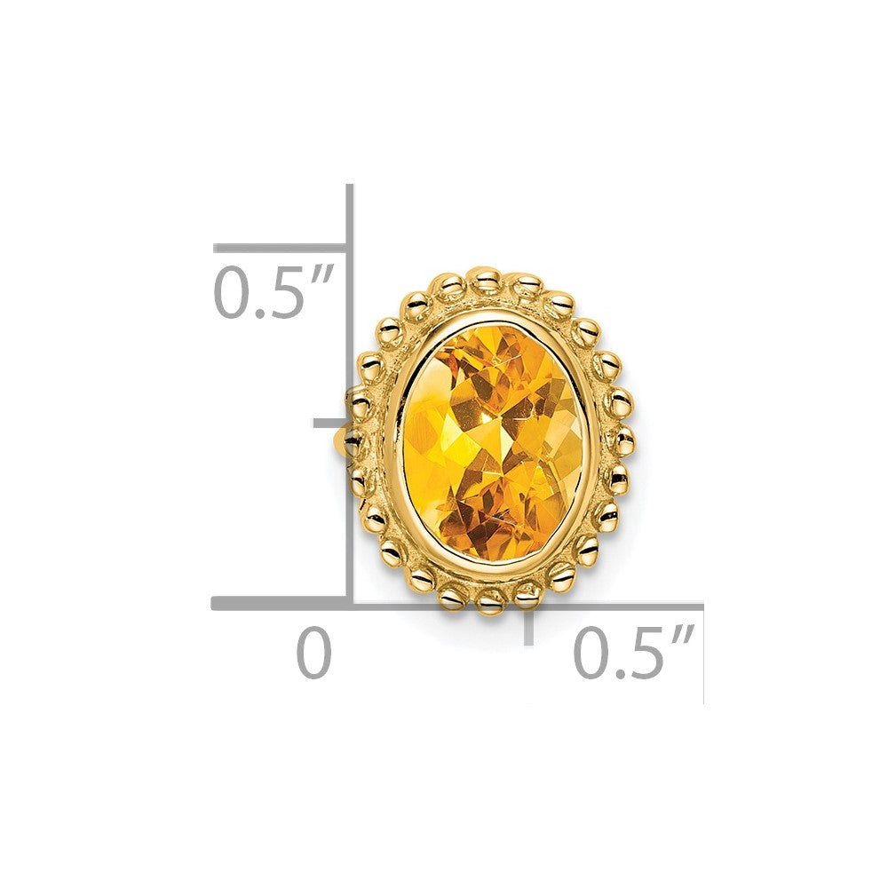 14K Yellow Gold Oval Citrine Chain Slide