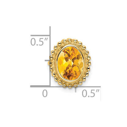 14K Yellow Gold Oval Citrine Chain Slide