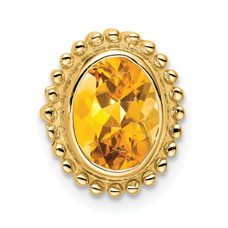 14K Yellow Gold Oval Citrine Chain Slide