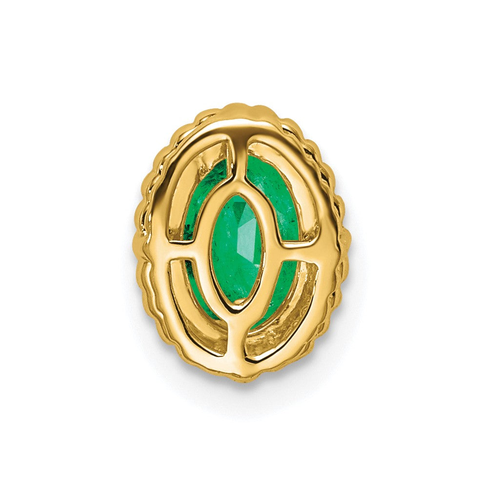 14K Yellow Gold Oval Emerald Chain Slide