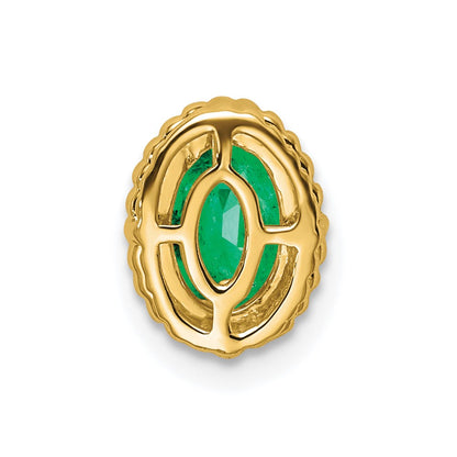 14K Yellow Gold Oval Emerald Chain Slide