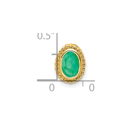 14K Yellow Gold Oval Emerald Chain Slide