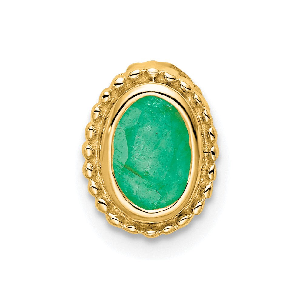 14K Yellow Gold Oval Emerald Chain Slide