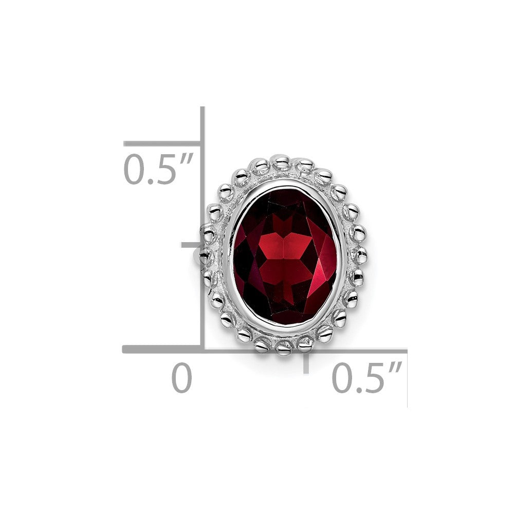 14K White Gold Oval Garnet Chain Slide