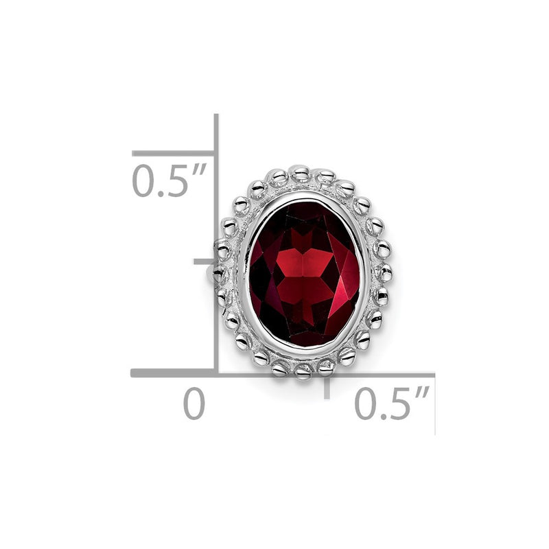14K White Gold Oval Garnet Chain Slide