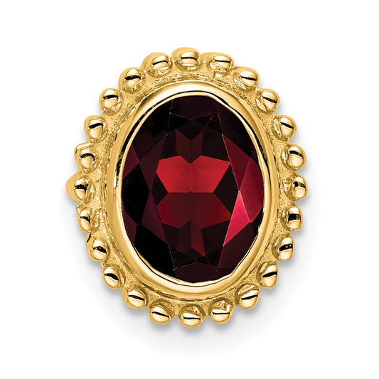 10K Yellow Gold Oval Garnet Chain Slide