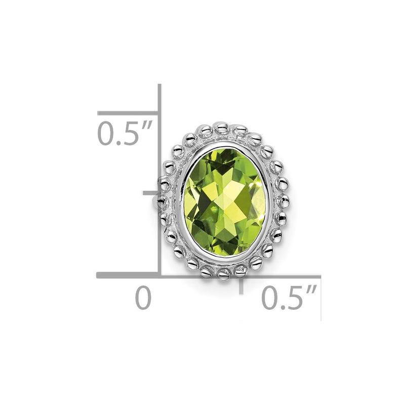 14K White Gold Oval Peridot Chain Slide
